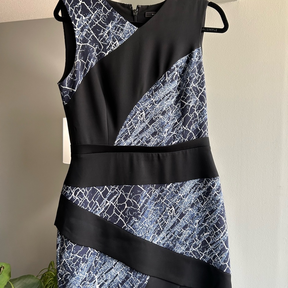 BCBGMaxAzria Asymmetrical Black and Blue Dress